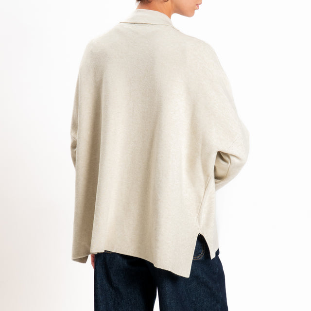 Zeroassoluto-Giacca camicia over in maglia - gesso