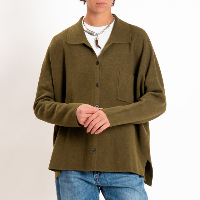 Zeroassoluto-Giacca camicia over in maglia - militare
