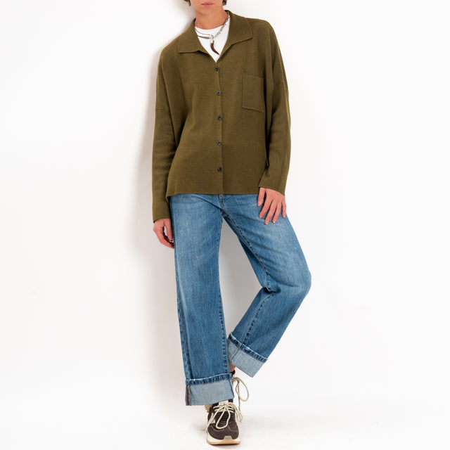 Zeroassoluto-Giacca camicia over in maglia - militare