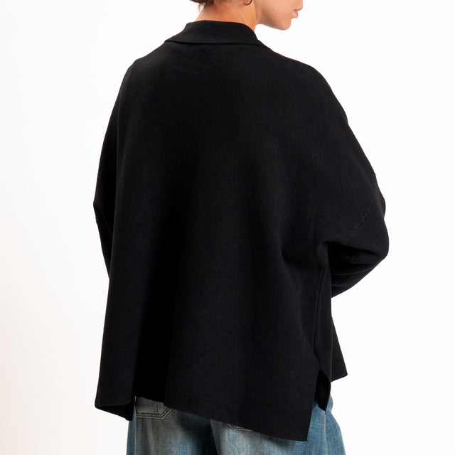 Zeroassoluto-Giacca camicia over in maglia - nero