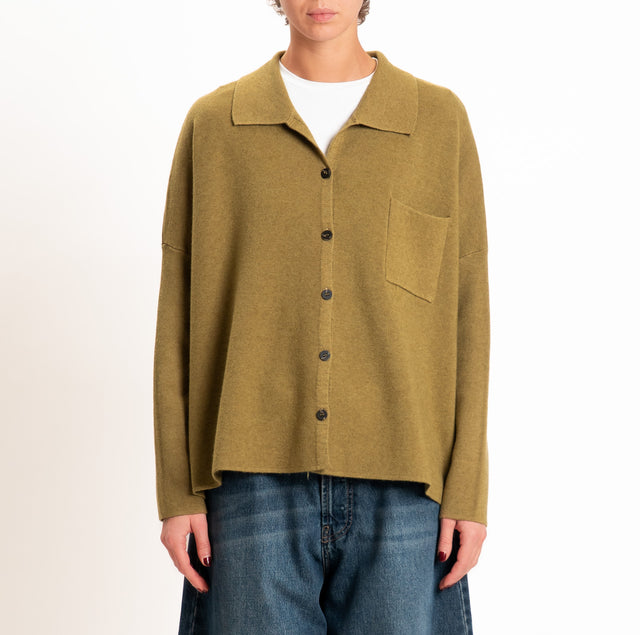 Zeroassoluto-Giacca camicia over in maglia - olio