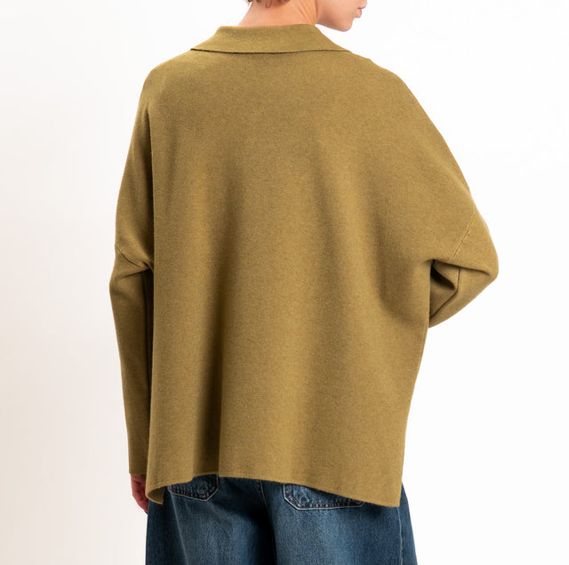Zeroassoluto-Giacca camicia over in maglia - olio