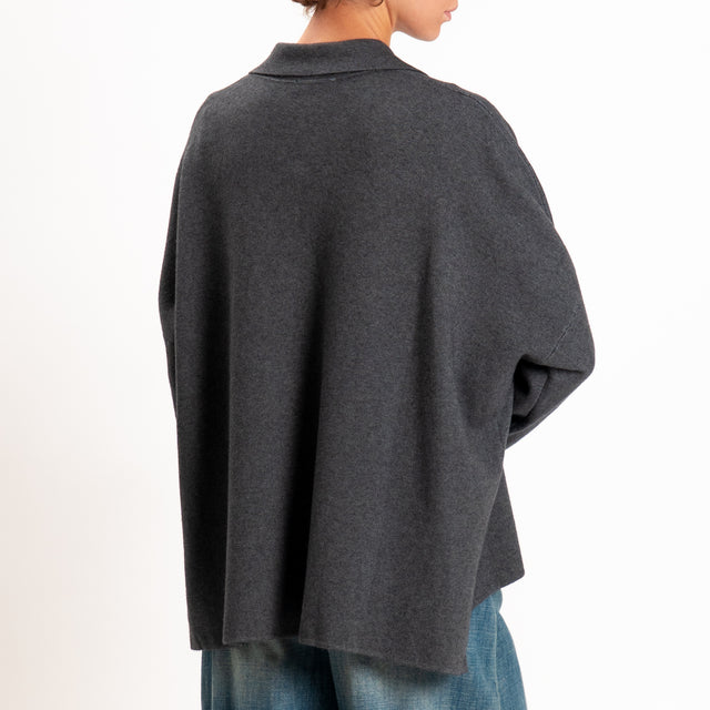 Zeroassoluto-Giacca camicia over in maglia - piombo