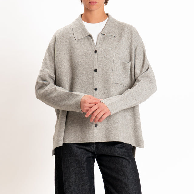 Zeroassoluto-Giacca camicia over in maglia - stone