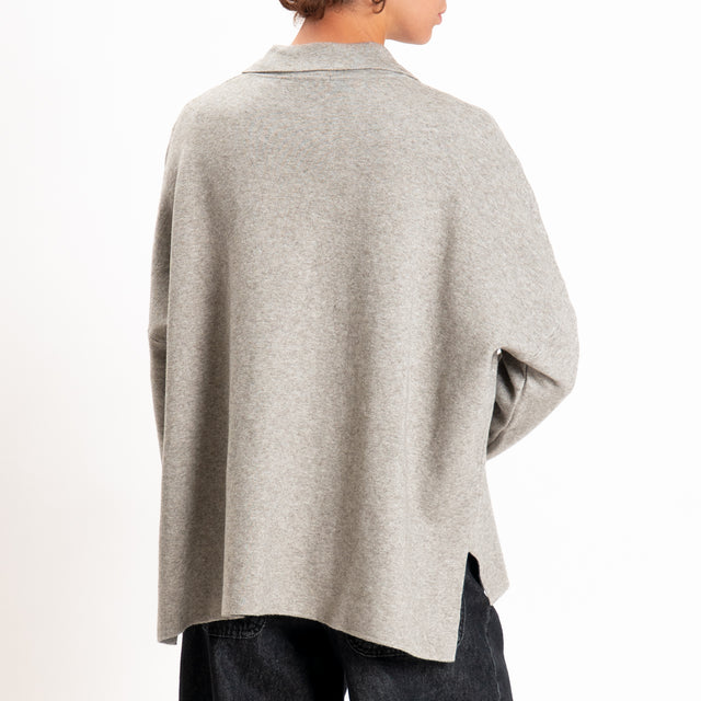 Zeroassoluto-Giacca camicia over in maglia - stone