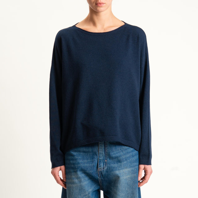Zeroassoluto-Maglia girocollo a scatola - blu