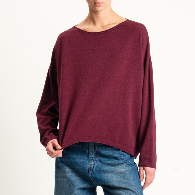 Zeroassoluto-Maglia girocollo a scatola - Bordeaux