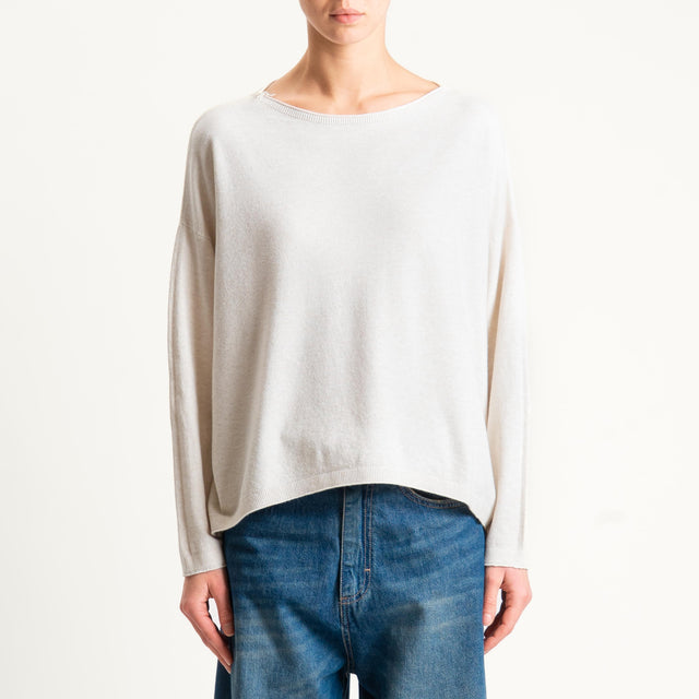 Zeroassoluto-Maglia girocollo a scatola - gesso