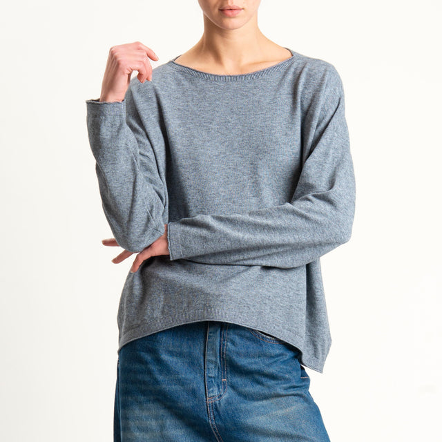 Zeroassoluto-Maglia girocollo a scatola - grigio melange