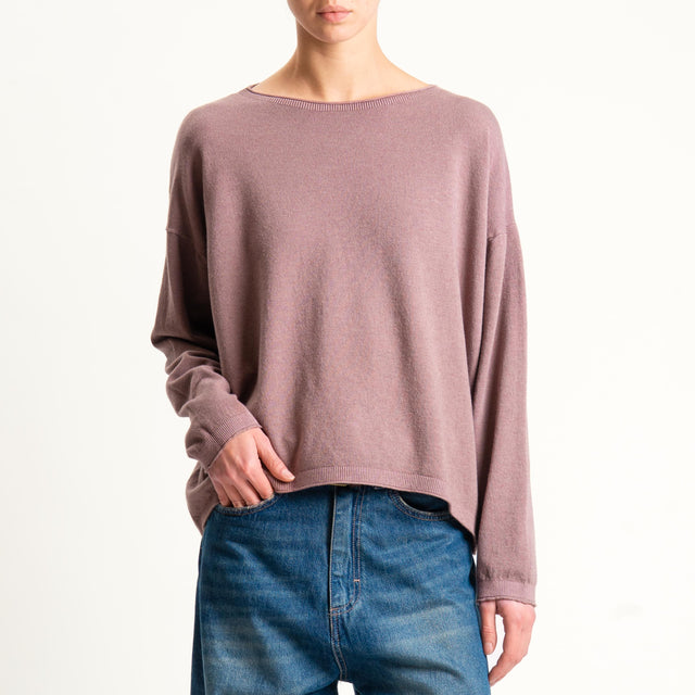 Zeroassoluto-Maglia girocollo a scatola - mauve