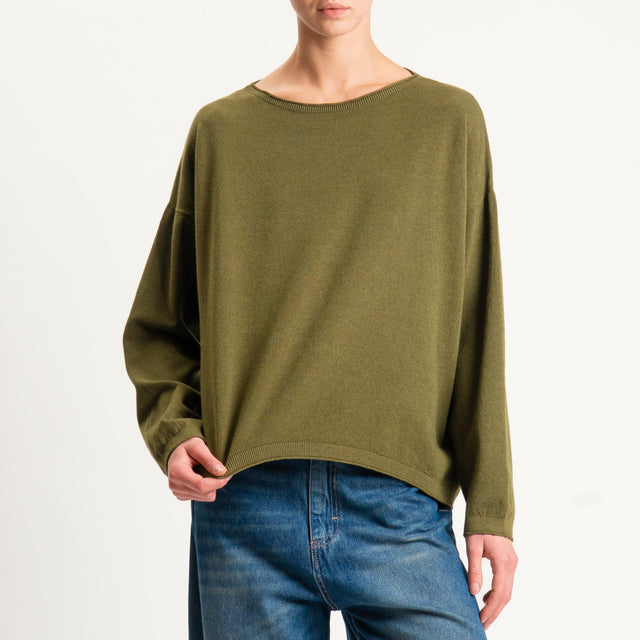 Zeroassoluto-Maglia girocollo a scatola - olio