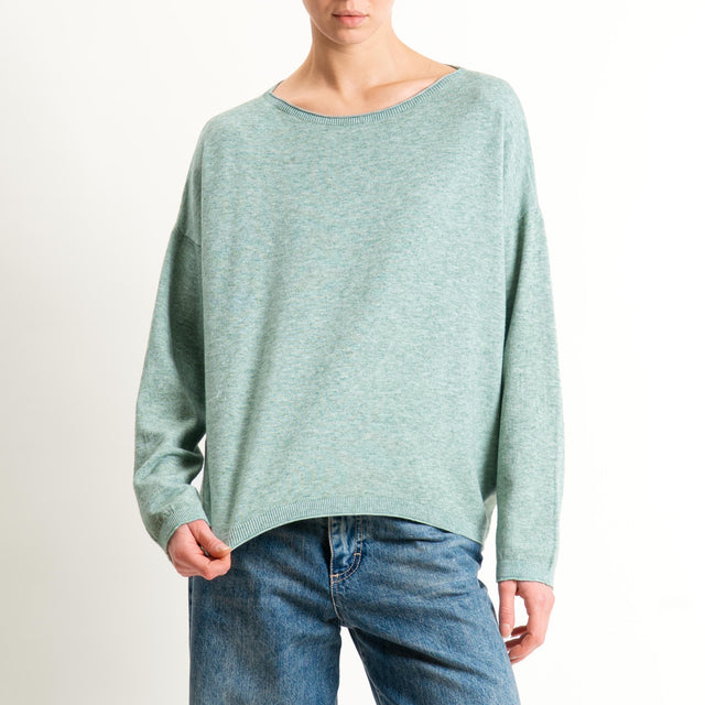 Zeroassoluto-Maglia girocollo a scatola - salvia