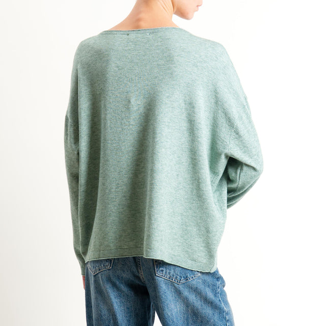 Zeroassoluto-Maglia girocollo a scatola - salvia