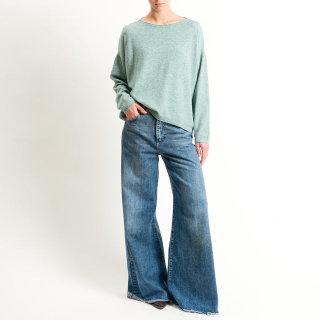 Zeroassoluto-Maglia girocollo a scatola - salvia