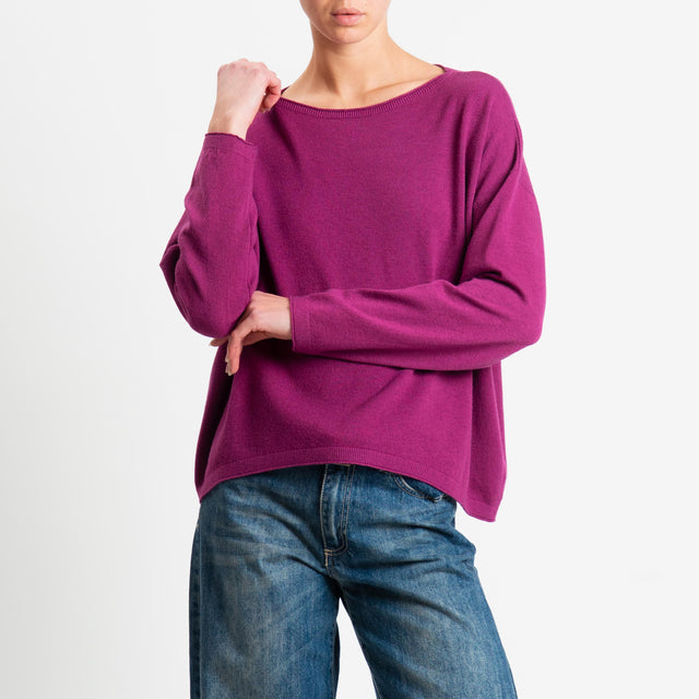 Zeroassoluto-Maglia girocollo a scatola - ciclamino