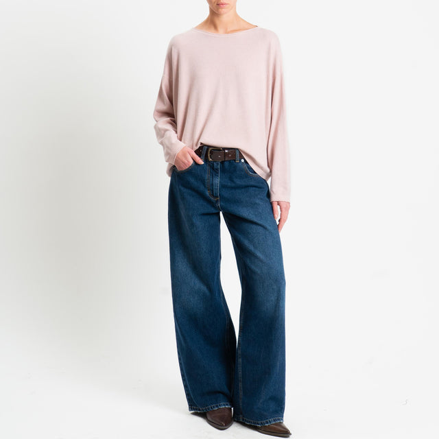 Zeroassoluto-Maglia girocollo a scatola - cipria