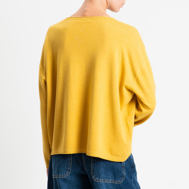 Zeroassoluto-Maglia girocollo a scatola - ocra