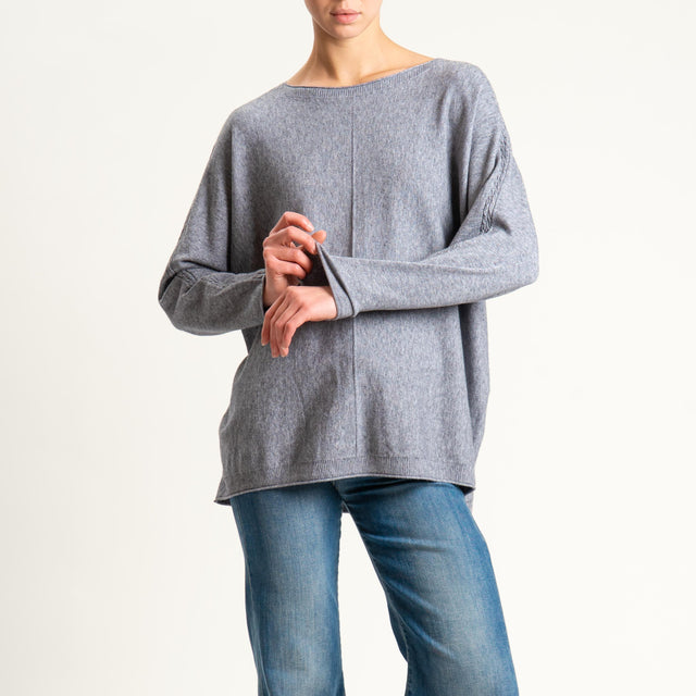 Zeroassoluto-Maglia over riga centrale - grigio melange