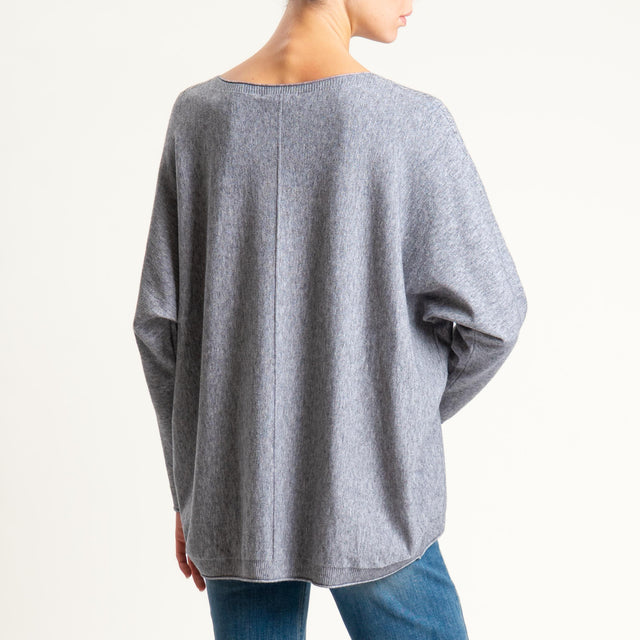 Zeroassoluto-Maglia over riga centrale - grigio melange