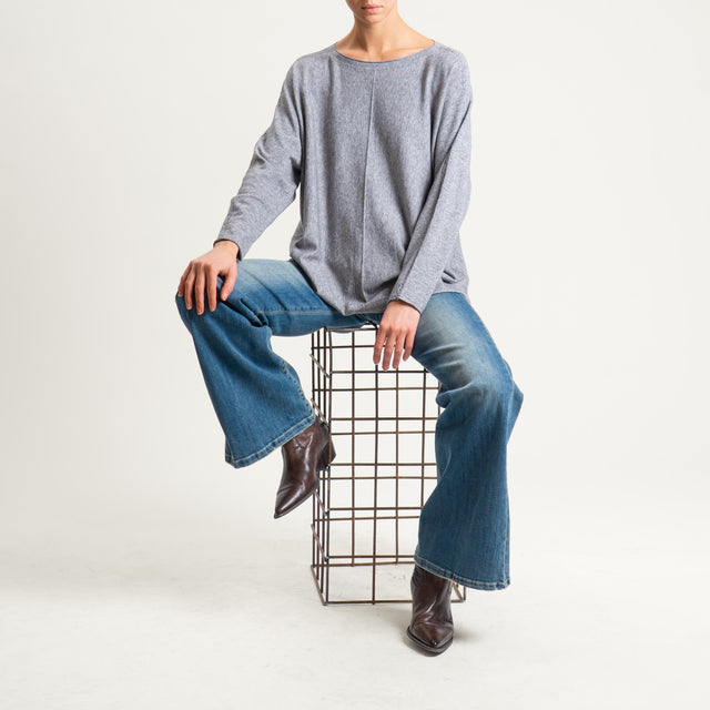Zeroassoluto-Maglia over riga centrale - grigio melange