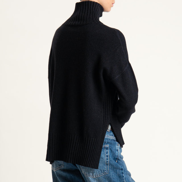 Zeroassoluto-Maglia collo montato bordi a coste - nero