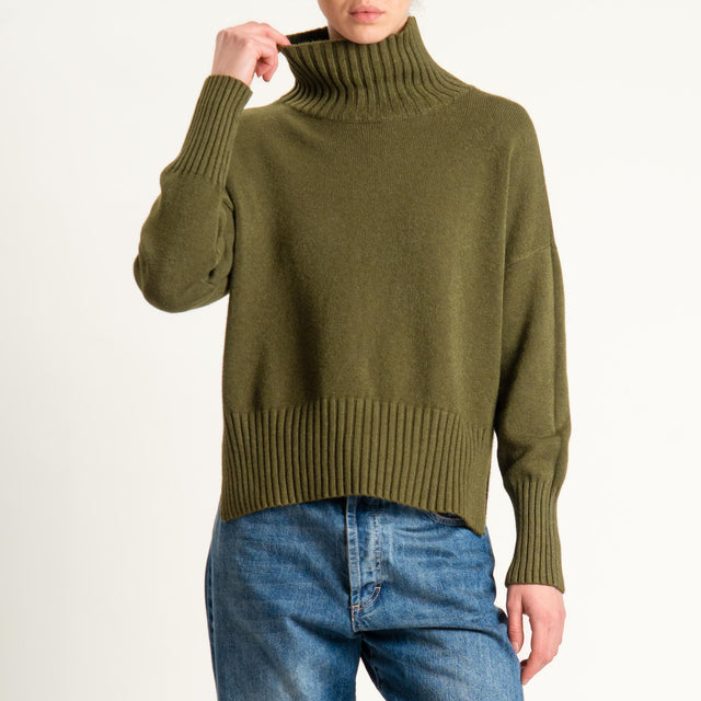 Zeroassoluto-Maglia collo montato bordi a coste - olio