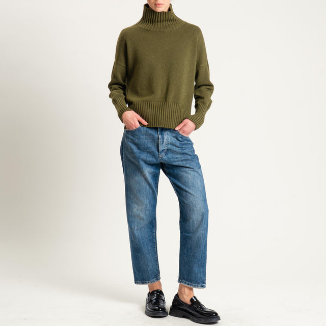 Zeroassoluto-Maglia collo montato bordi a coste - olio