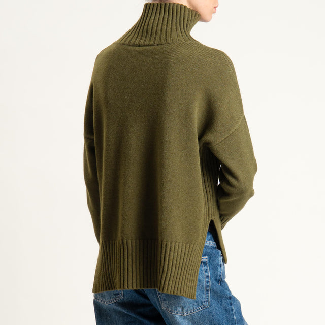 Zeroassoluto-Maglia collo montato bordi a coste - olio