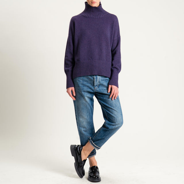 Zeroassoluto-Maglia collo montato bordi a coste - uva