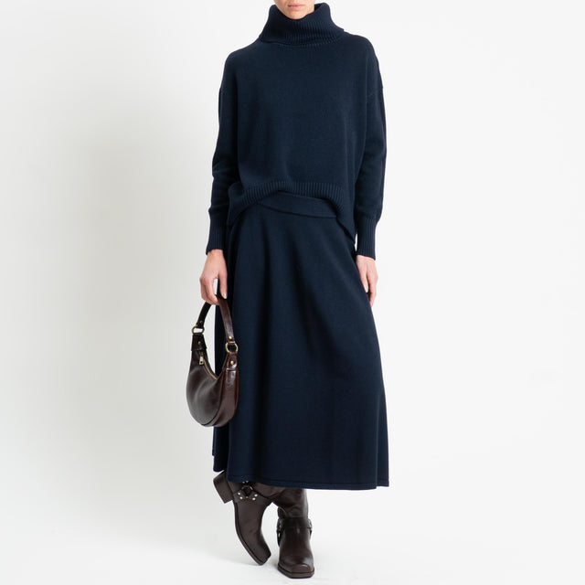 Zeroassoluto-Gonna in maglia elastico in vita - blu