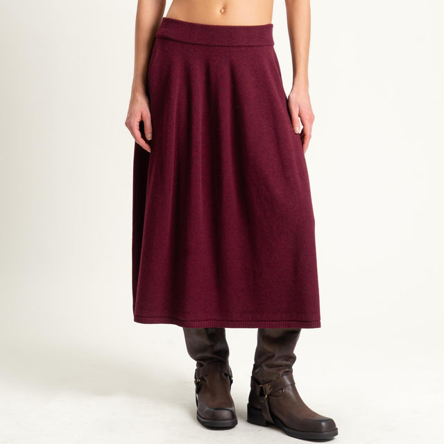 Zeroassoluto-Gonna in maglia elastico in vita - Bordeaux
