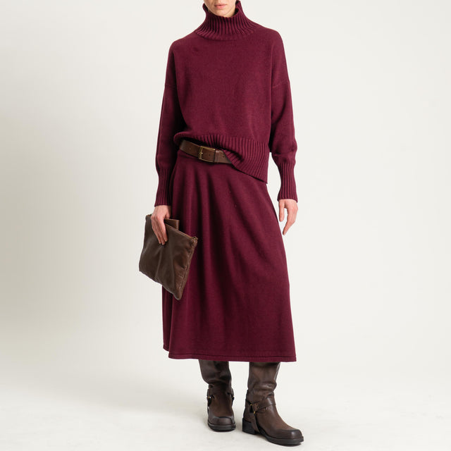 Zeroassoluto-Gonna in maglia elastico in vita - Bordeaux