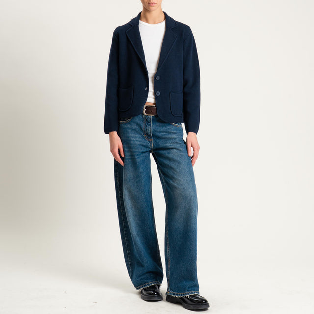 Zeroassoluto-Giacca in maglia con tasche - blu