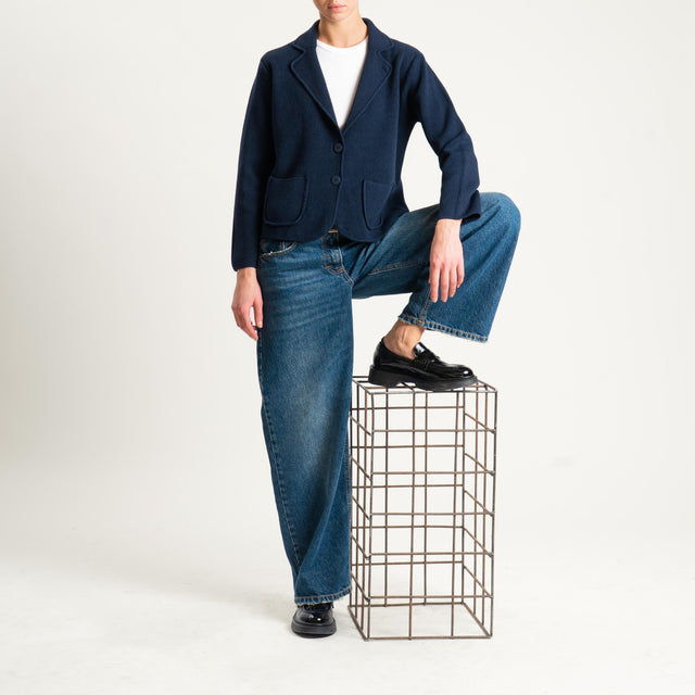 Zeroassoluto-Giacca in maglia con tasche - blu