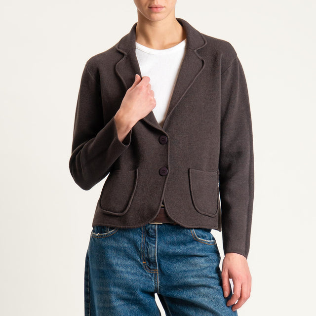 Zeroassoluto-Giacca in maglia con tasche - cioccolato