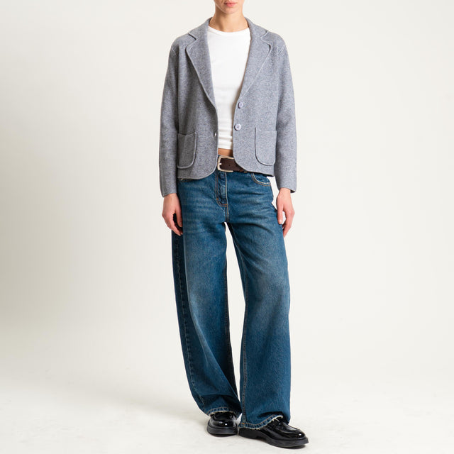 Zeroassoluto-Giacca in maglia con tasche - grigio melange