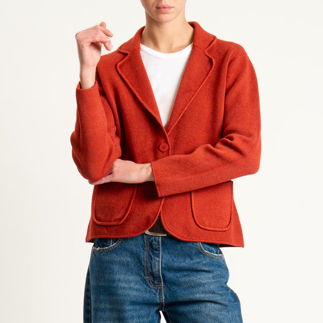 Zeroassoluto-Giacca in maglia con tasche - ruggine