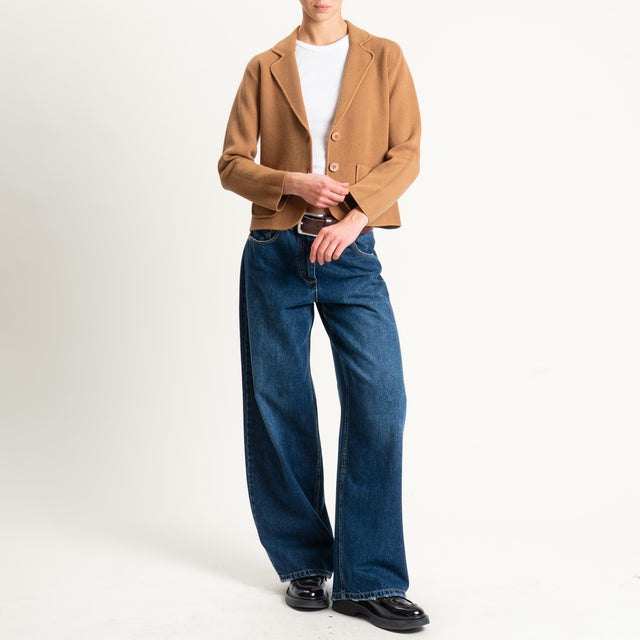 Zeroassoluto-Giacca in maglia con tasche - camel