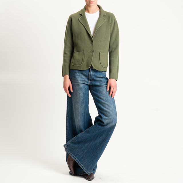 Zeroassoluto-Giacca in maglia con tasche - militare