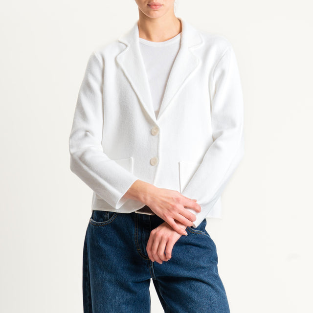 Zeroassoluto-Giacca in maglia con tasche - panna
