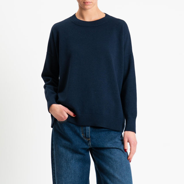 Zeroassoluto-Maglia girocollo scatola - blu