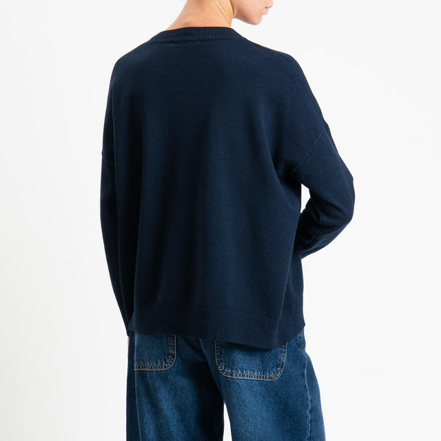 Zeroassoluto-Maglia girocollo scatola - blu