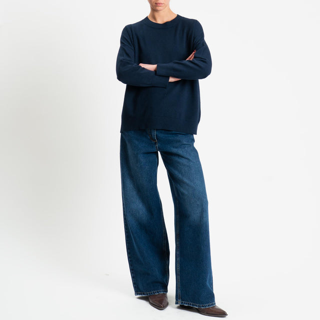 Zeroassoluto-Maglia girocollo scatola - blu