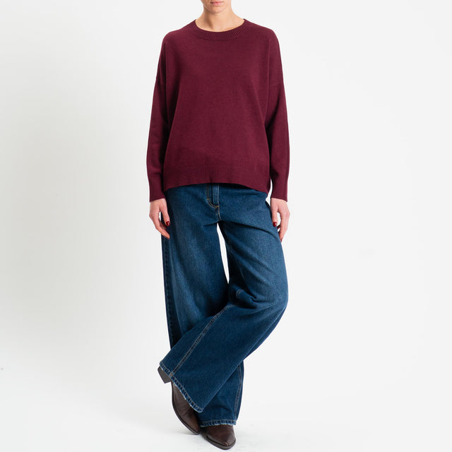 Zeroassoluto-Maglia girocollo scatola - Bordeaux