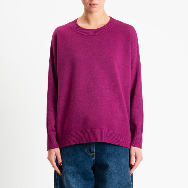 Zeroassoluto-Maglia girocollo scatola - ciclamino