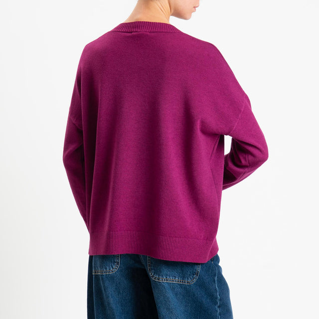Zeroassoluto-Maglia girocollo scatola - ciclamino