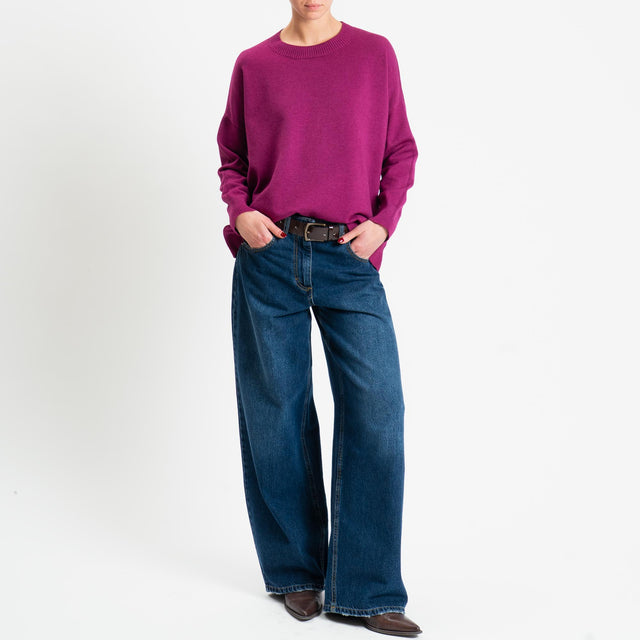 Zeroassoluto-Maglia girocollo scatola - ciclamino