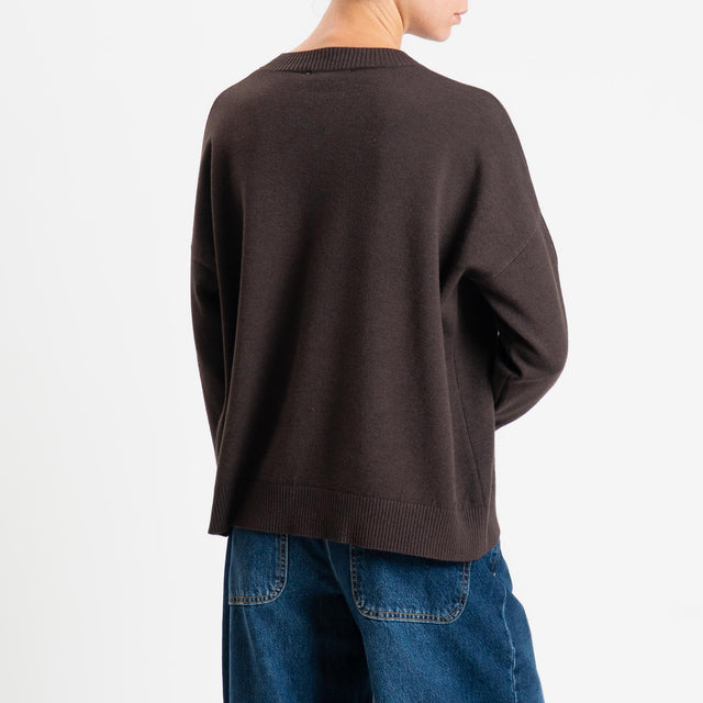 Zeroassoluto-Maglia girocollo scatola - cioccolato