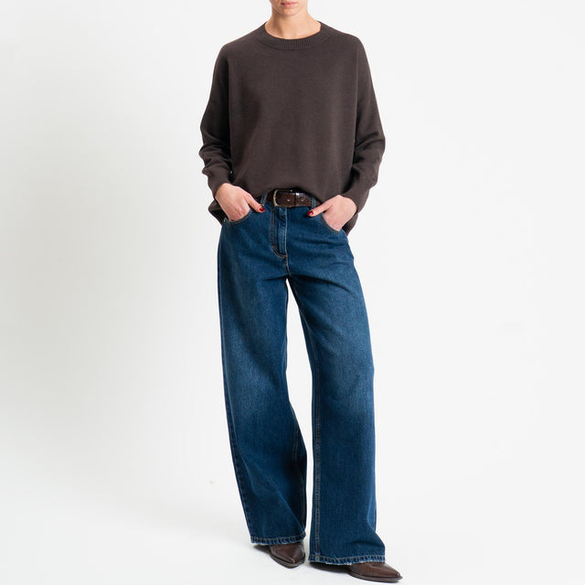 Zeroassoluto-Maglia girocollo scatola - cioccolato