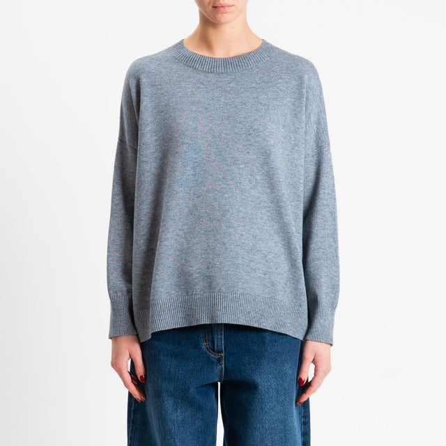 Zeroassoluto-Maglia girocollo scatola - grigio melange